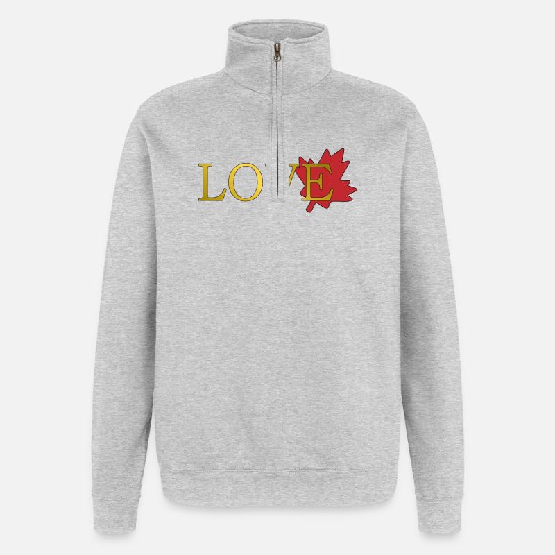 Love Maple Leaf of Canada - Quarter-Zip Sweatshirt - heather grey