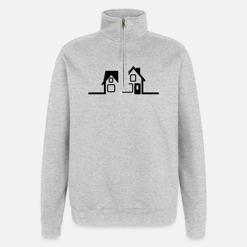 Logo de la maison - Sweat à zip 1/4 - gris chiné
