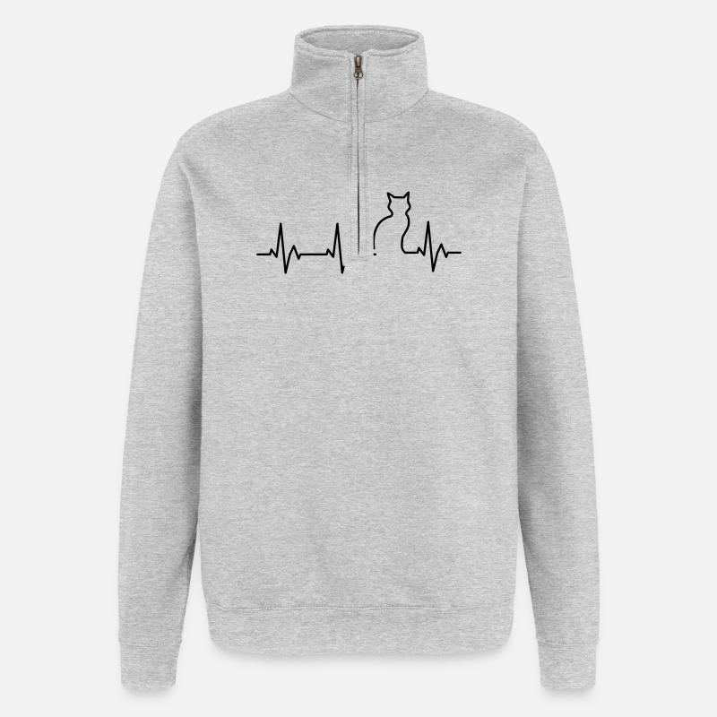 Ligne de vie Cat - Sweat à zip 1/4 - gris chiné