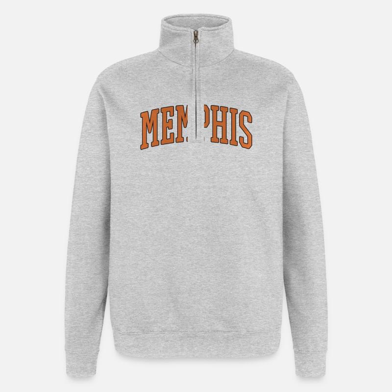 Logo de l’arc varsity de Memphis - Sweat à zip 1/4 - gris chiné