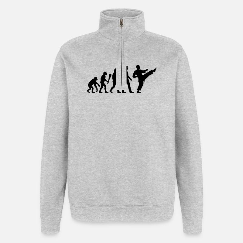 Karaté Évolution - Sweat à zip 1/4 - gris chiné