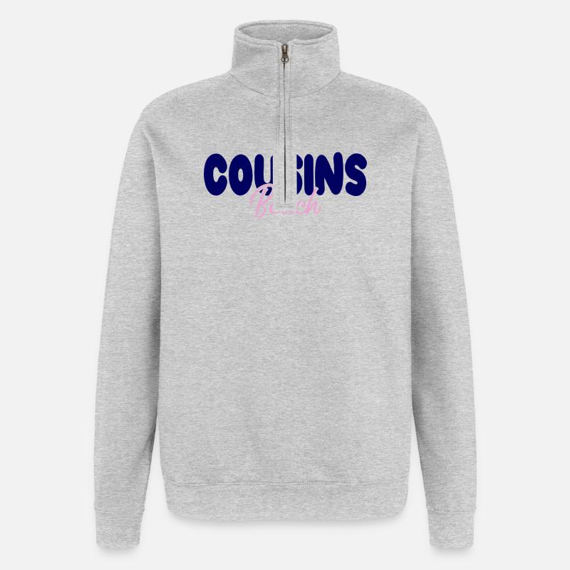 Plage Cousins – Audacieuse et douce - Sweat à zip 1/4 - gris chiné