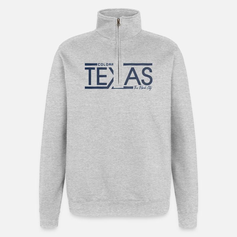 Texas Stripes Retro State Panel - Quarter-Zip Sweatshirt - heather grey