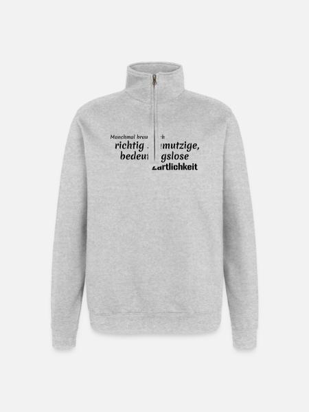meaningless tenderness - Quarter-Zip Sweatshirt - heather grey