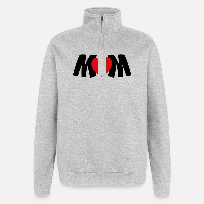 Maman Cœur - Sweat à zip 1/4 - gris chiné
