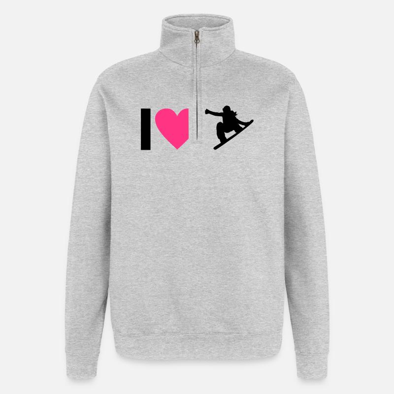 Snowboard - Quarter-Zip-Sweatshirt - Grau meliert