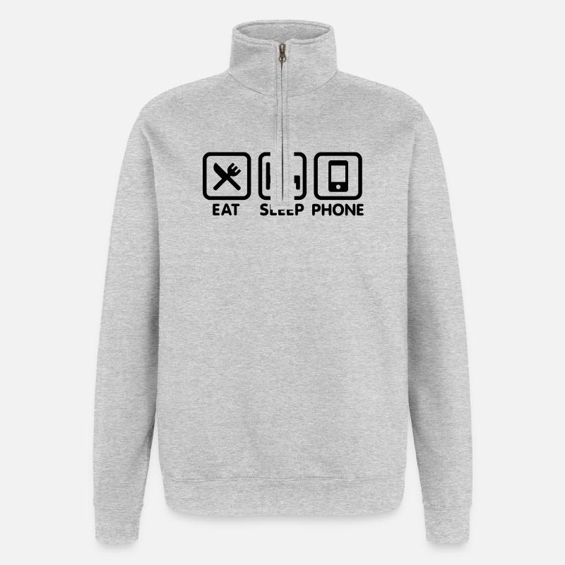 Essen Schlaftelefon - Quarter-Zip-Sweatshirt - Grau meliert