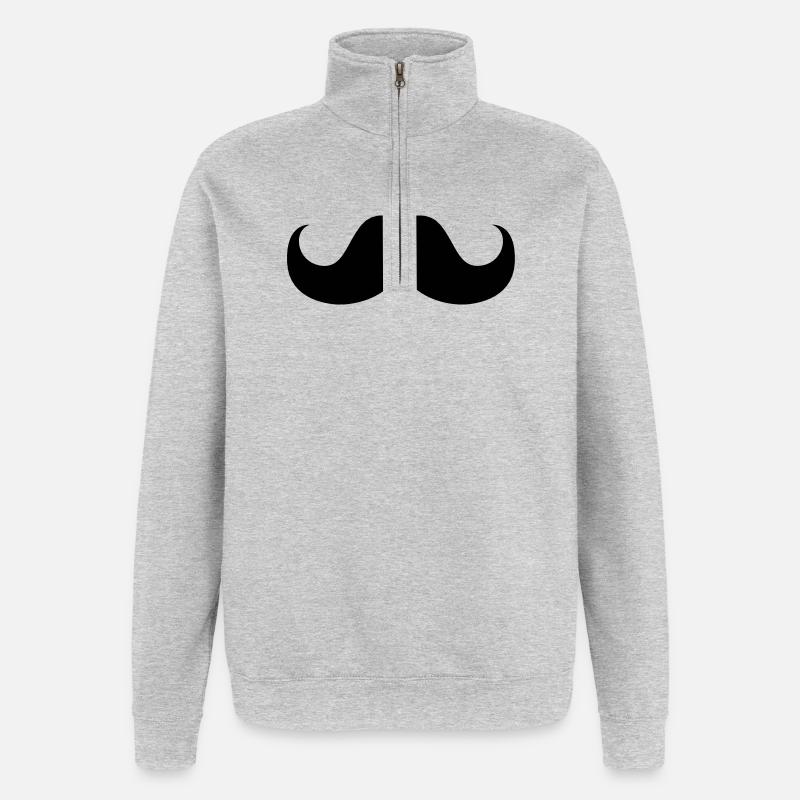 moustaches schnurbart bart - Quarter-Zip-Sweatshirt - Grau meliert