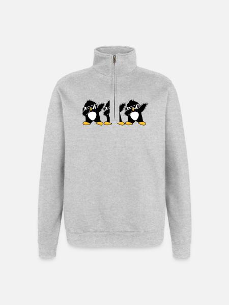 Dab Team Penguin - Quarter-Zip Sweatshirt - heather grey