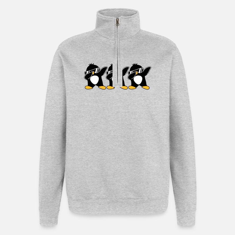 Dab Team Penguin - Quarter-Zip Sweatshirt - heather grey