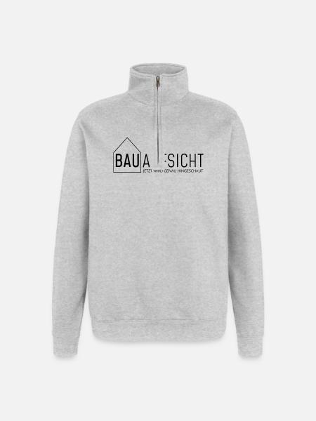 Bauaufsicht - jetzt wird genau hingeschaut! - Quarter-Zip-Sweatshirt - Grau meliert