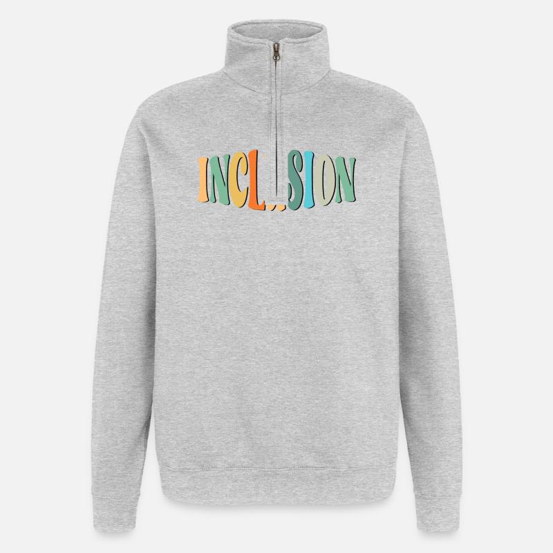 LETTRAGE D’INCLUSION - DIVERSITÉ - ÉGALITÉ - Sweat à zip 1/4 - gris chiné