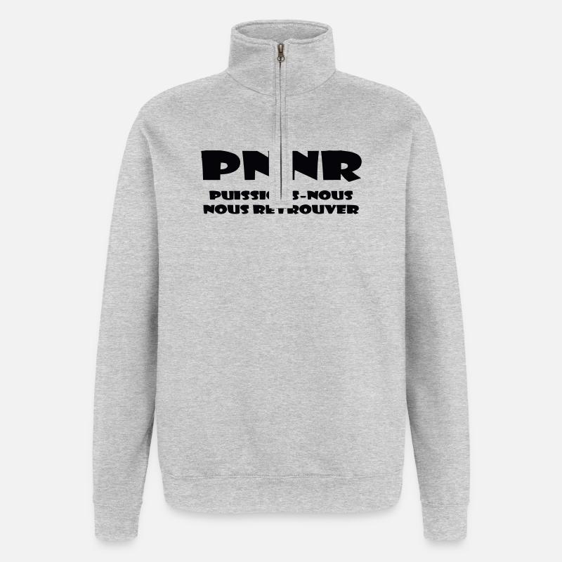 Design Graphique Abstrait - Sweat à zip 1/4 - gris chiné