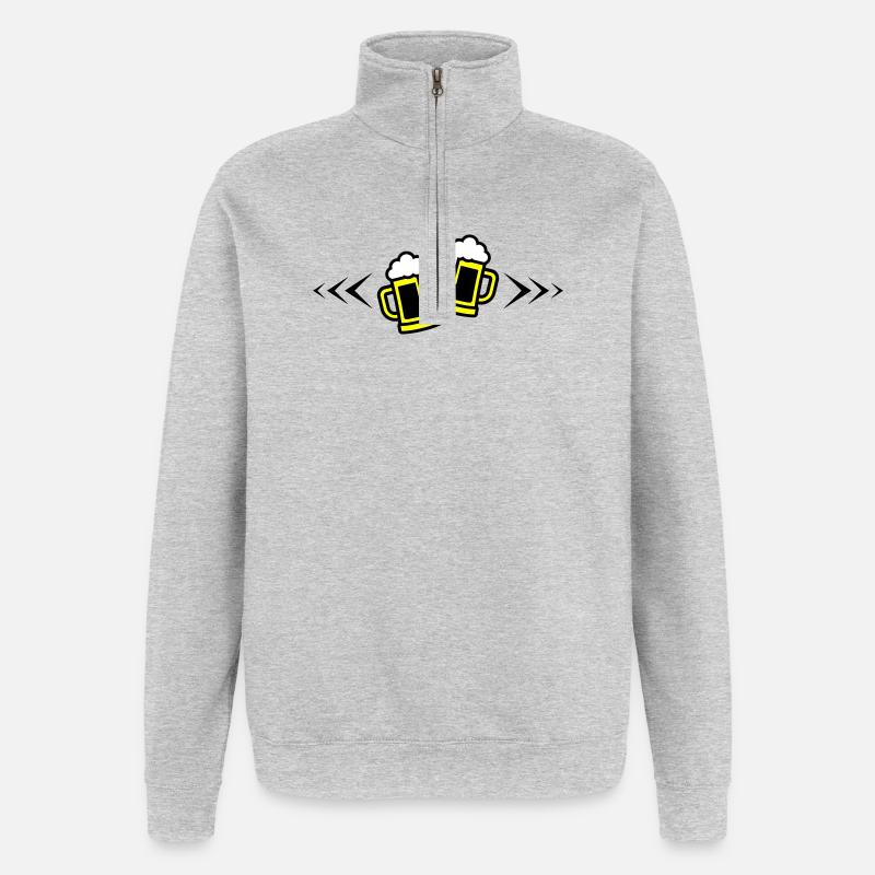 Bier Anstoßen Symbol Bierkrug - Quarter-Zip-Sweatshirt - Grau meliert