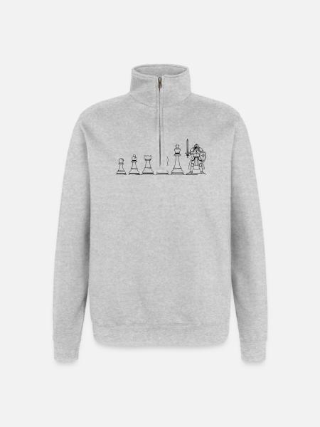 Spielfigur Brettspiel Evolution: Lustiges Design - Quarter-Zip-Sweatshirt - Grau meliert