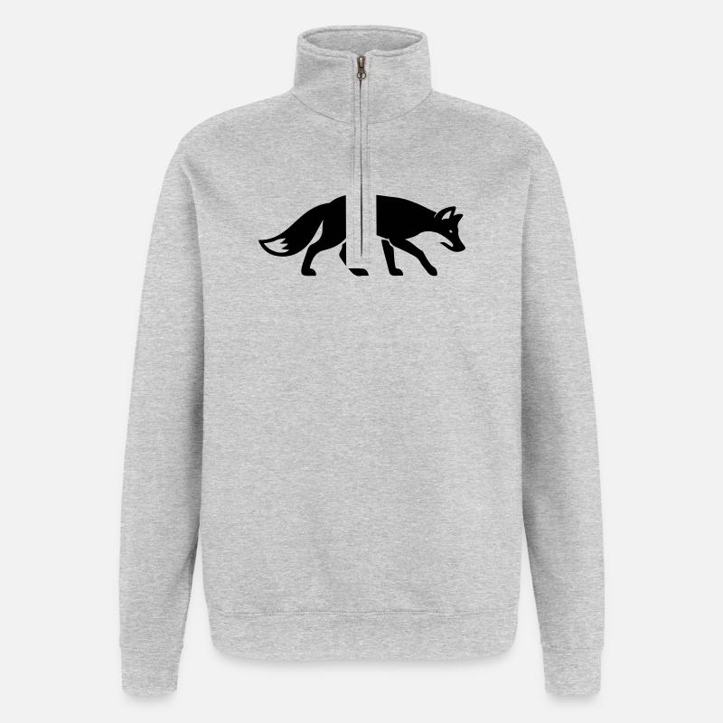 Fuchs Tier - Quarter-Zip-Sweatshirt - Grau meliert