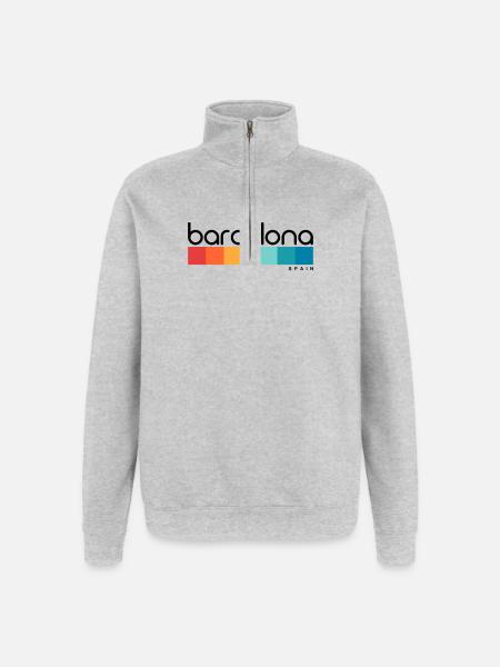 Barcelona - Spain - Spanien - Espana - Quarter-Zip-Sweatshirt - Grau meliert