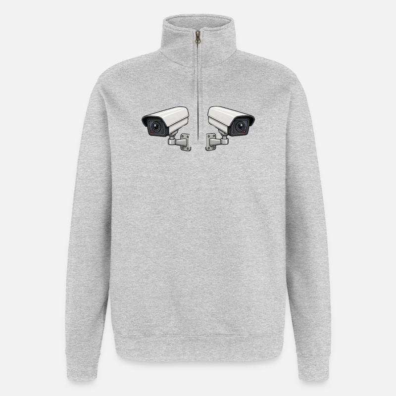 Art de surveillance à double caméra - Sweat à zip 1/4 - gris chiné