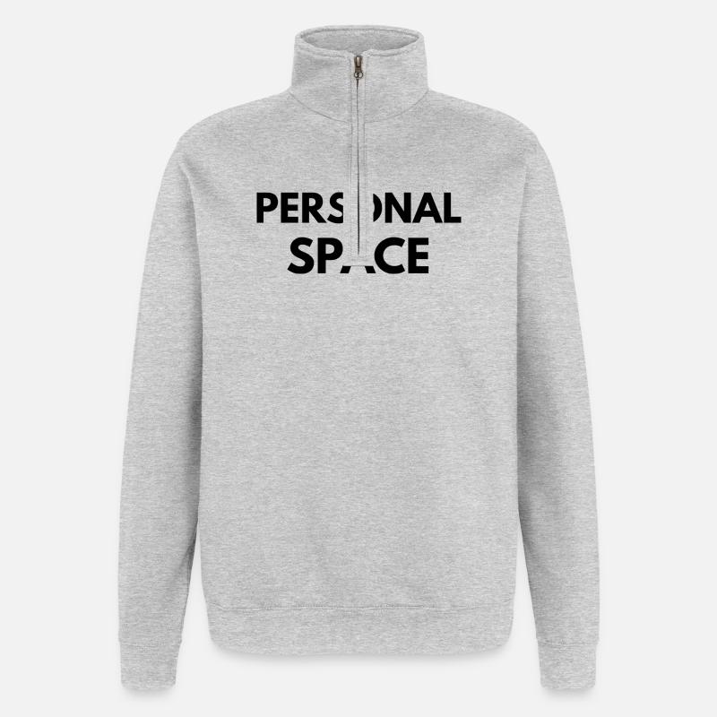 Personal Space Minimal Quote Design - Sweat à zip 1/4 - gris chiné