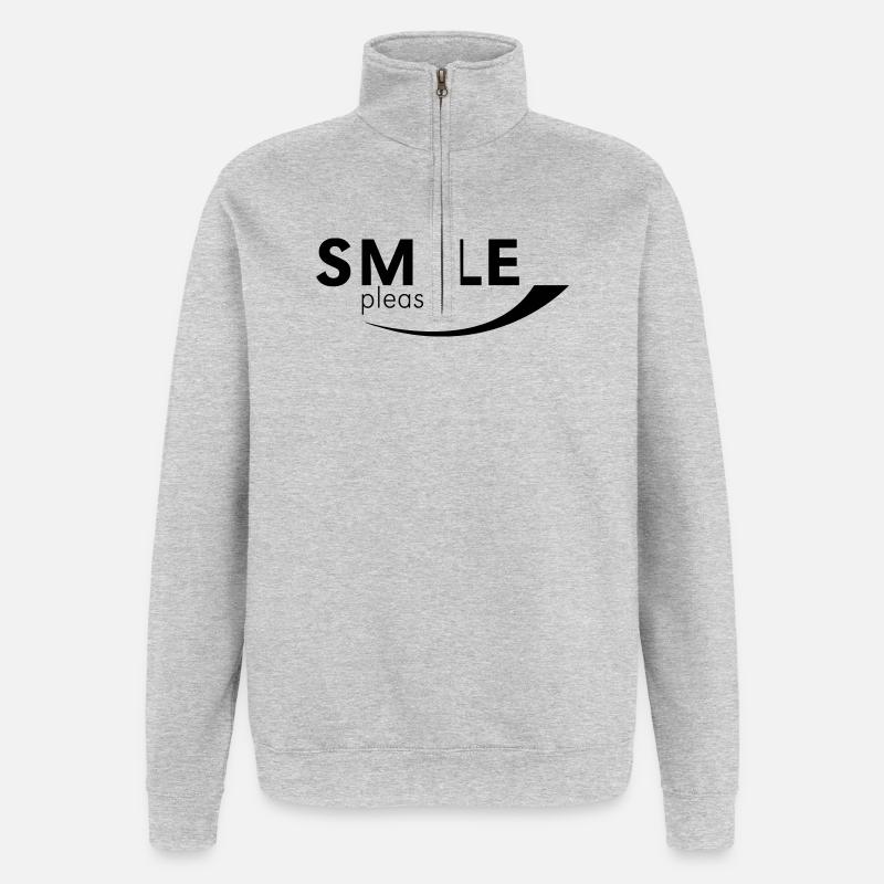 Smile please - Quarter-Zip-Sweatshirt - Grau meliert