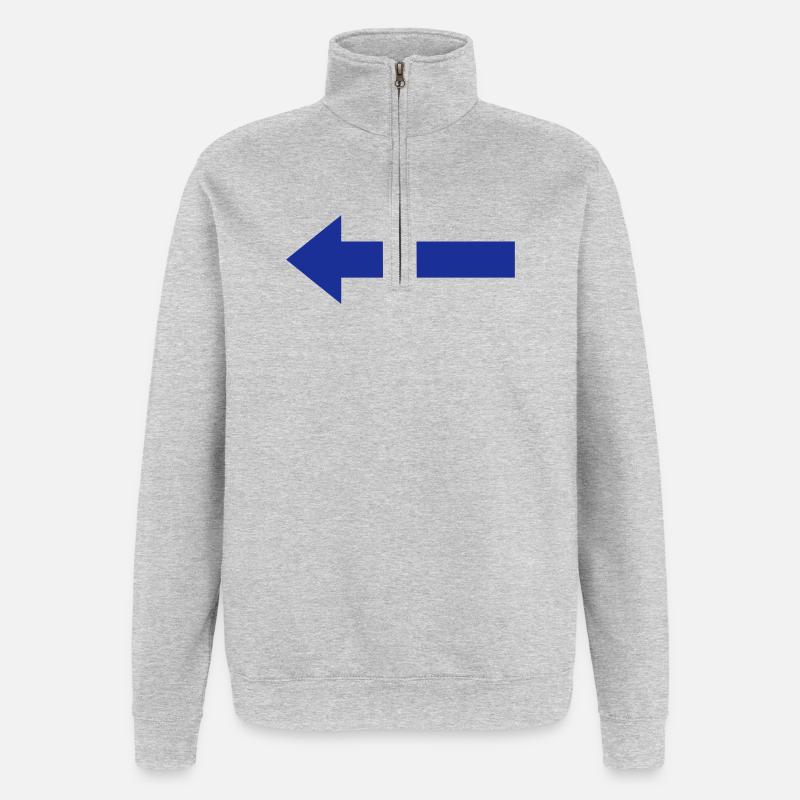 Blauer Pfeil nach links - Quarter-Zip-Sweatshirt - Grau meliert