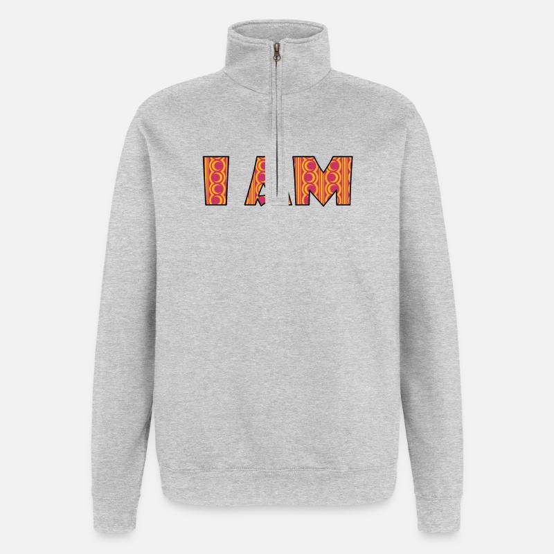 I am - ich bin - Quarter-Zip-Sweatshirt - Grau meliert