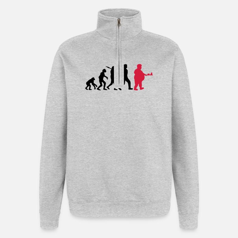 Fast Food Evolution - Quarter-Zip Sweatshirt - heather grey