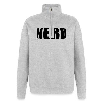 Nerd - Sweat à zip 1/4 - gris chiné - Devant - AI Model Female 172 light (172cm) & AI Model Male 178 dark (178cm)