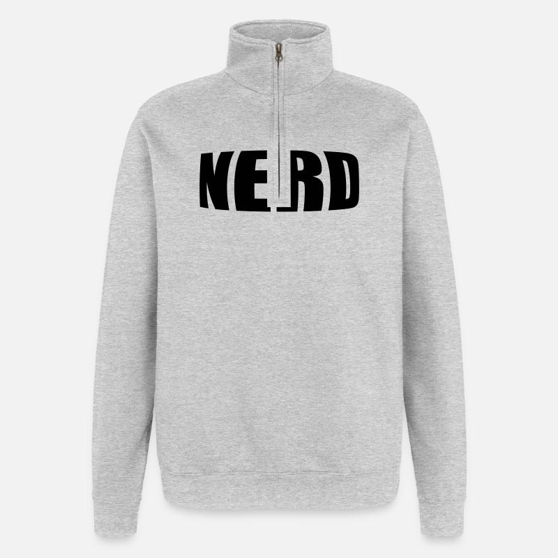 Nerd - Sweat à zip 1/4 - gris chiné
