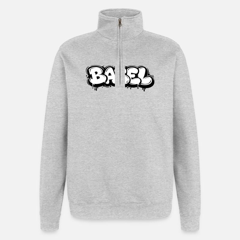 Basel Bubble Graffiti - Quarter-Zip-Sweatshirt - Grau meliert