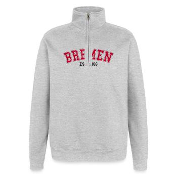 Bremen gegründet 2006 - Quarter-Zip-Sweatshirt - Grau meliert - Vorne - AI Model Female 172 light (172cm) & AI Model Male 178 dark (178cm)