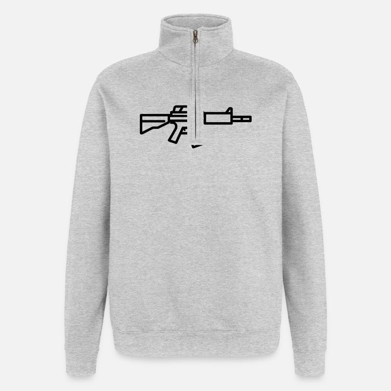 mitraillette - Sweat à zip 1/4 - gris chiné