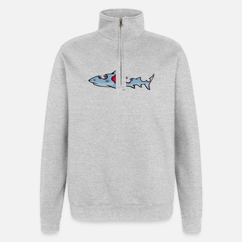 requin - Sweat à zip 1/4 - gris chiné