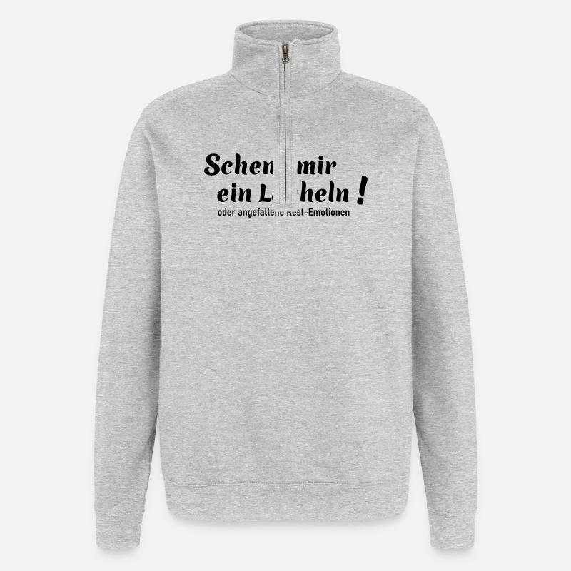 Schenk mir ein Lächeln - Quarter-Zip-Sweatshirt - Grau meliert