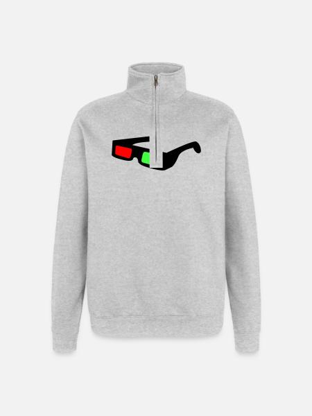 Blocs néon dans le contraste nocturne - Sweat à zip 1/4 - gris chiné
