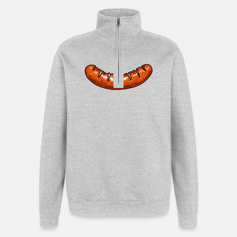 Saucisse à la saucisse - Sweat à zip 1/4 - gris chiné