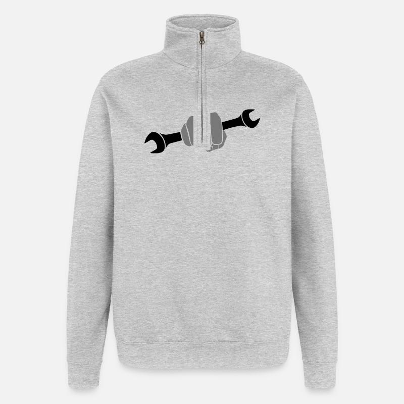 Clé à molette poing - Sweat à zip 1/4 - gris chiné