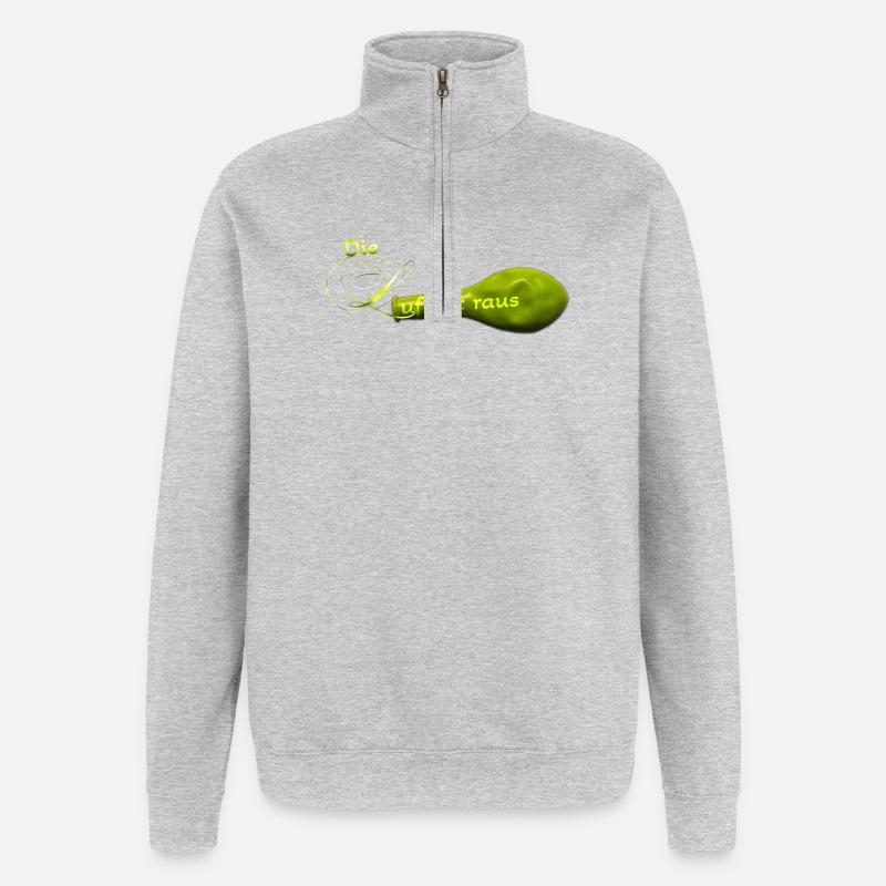 Die Luft ist raus.... - Quarter-Zip-Sweatshirt - Grau meliert