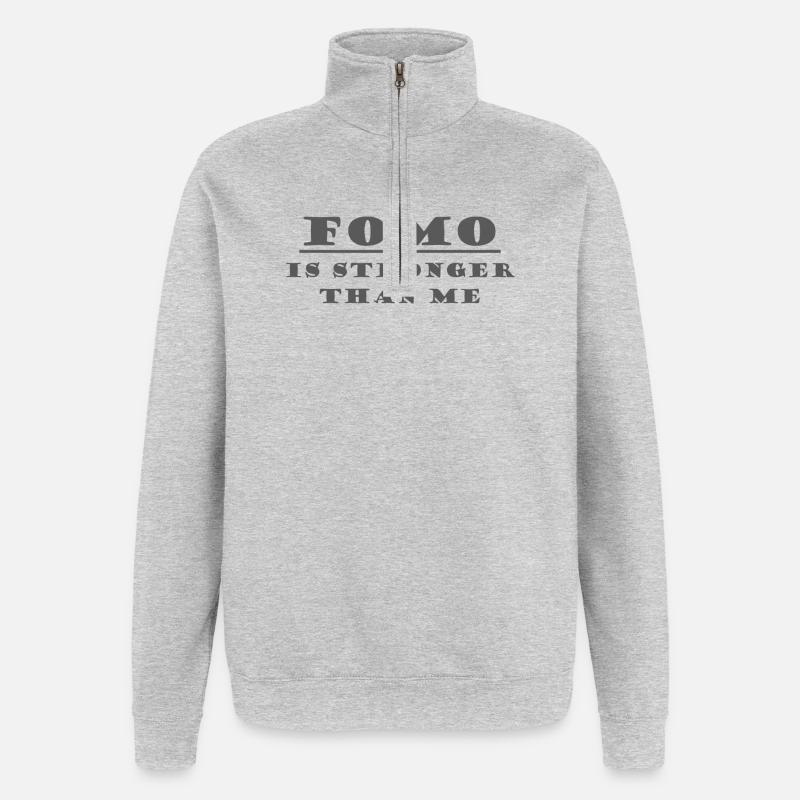 FOMO Ist Stärker Als Ich - Quarter-Zip-Sweatshirt - Grau meliert
