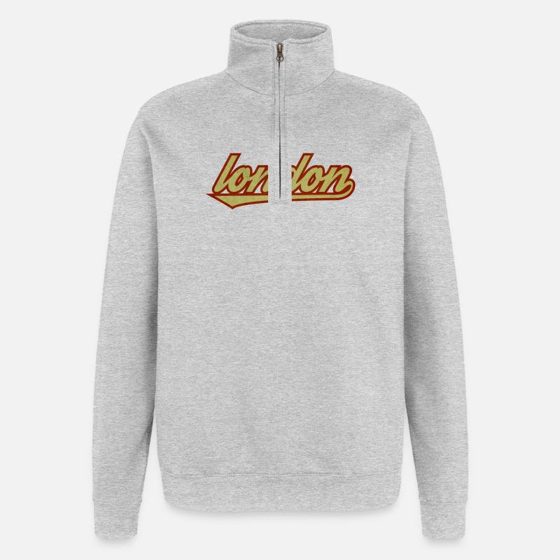 London Retro Script Logo - Quarter-Zip Sweatshirt - heather grey