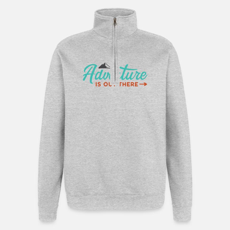Abenteuer ist da draußen - Quarter-Zip-Sweatshirt - Grau meliert