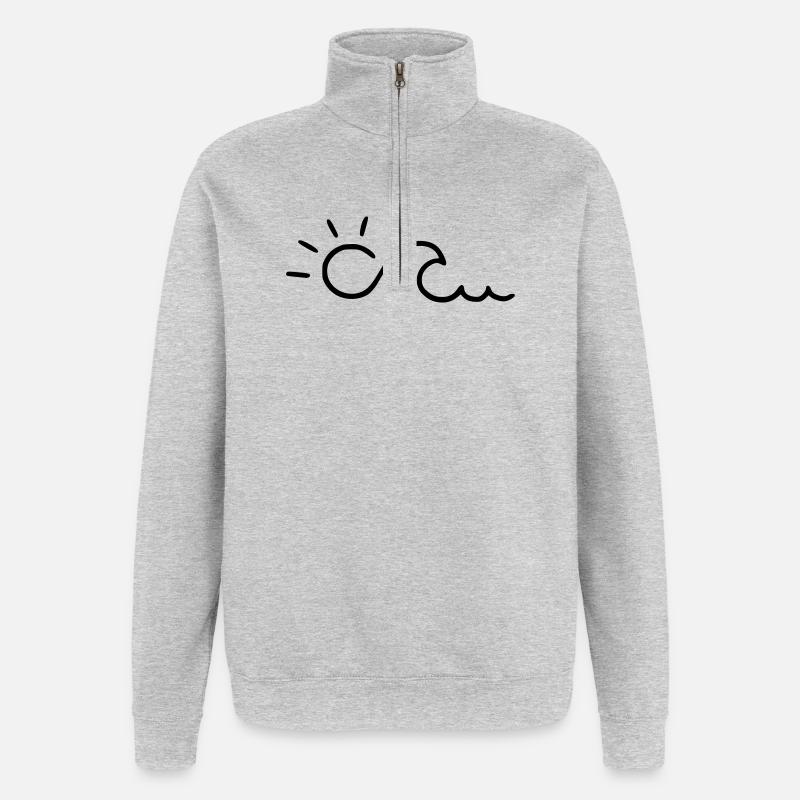 Wave with sun - Quarter-Zip Sweatshirt - heather grey