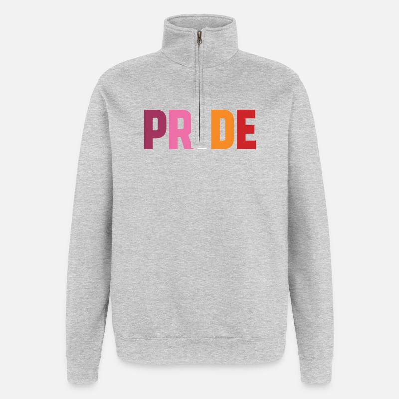 Fierté lesbienne - Sweat à zip 1/4 - gris chiné