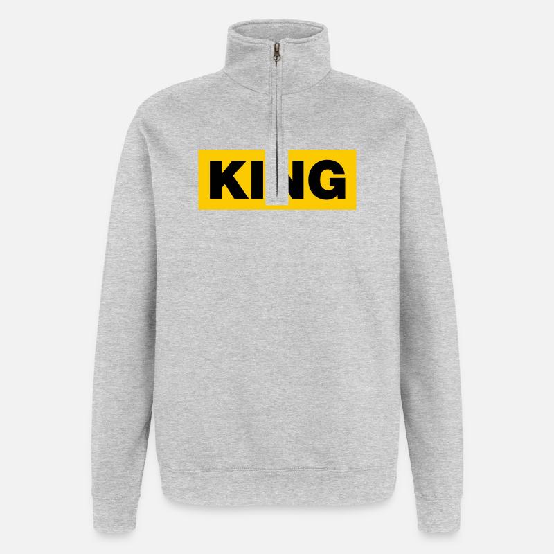 King / 2 Farben - Quarter-Zip-Sweatshirt - Grau meliert