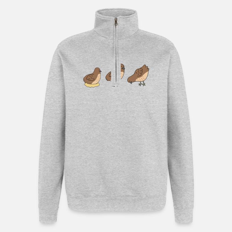 Three Quails - Minimalist Quail Design - Quarter-Zip Sweatshirt - heather grey