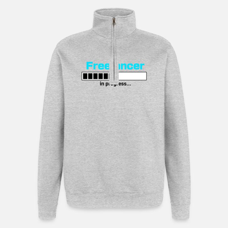 Freelancer in Progress – Selbstständigkeit Motiv - Quarter-Zip-Sweatshirt - Grau meliert