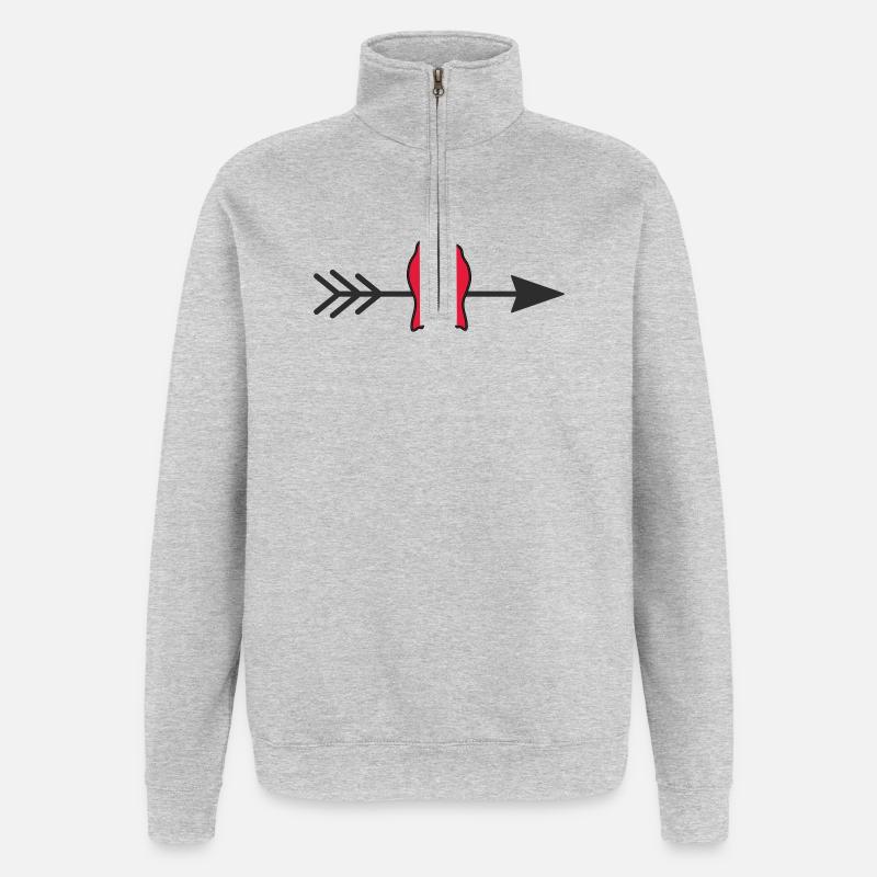 Oiseaux amoureux - Sweat à zip 1/4 - gris chiné
