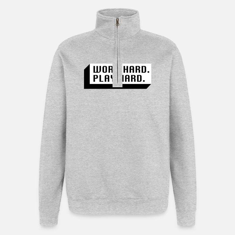 Work Hard. Play Hard. (Black) - Quarter-Zip Sweatshirt - heather grey