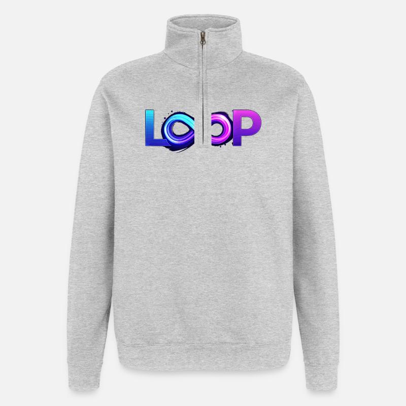 Neon Loop Unendlichkeit - Quarter-Zip-Sweatshirt - Grau meliert