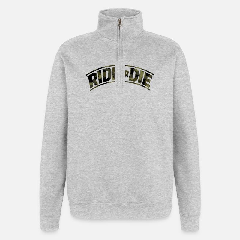 Camouflage en feuille de camouflage - Sweat à zip 1/4 - gris chiné